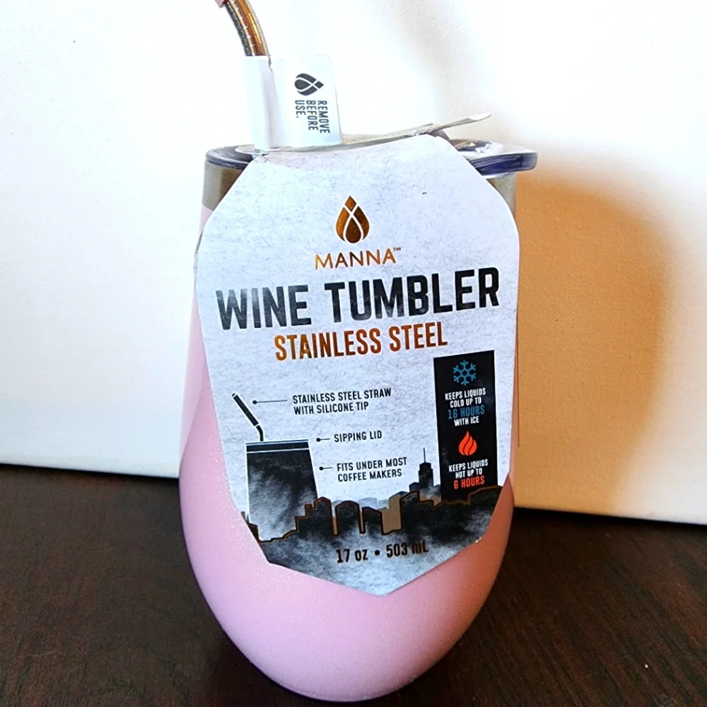 NEW Manna 17oz pink iridescent wine tumbler